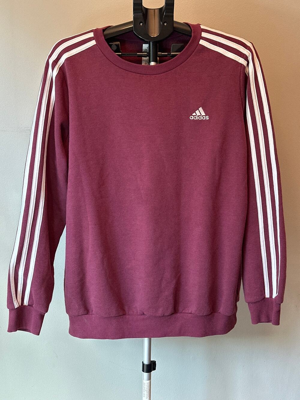Adidas Womens 1X‎ Maroon 3 Stripe Crewneck Sweatshirt Pullover Streetwear H10182